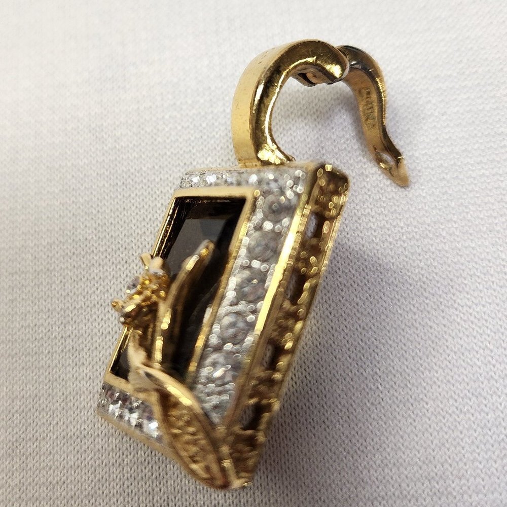 Nolan Miller Glamour Collection Gold Smokey Quartz Stone Clear Pendant Necklace - Picture 3 of 12